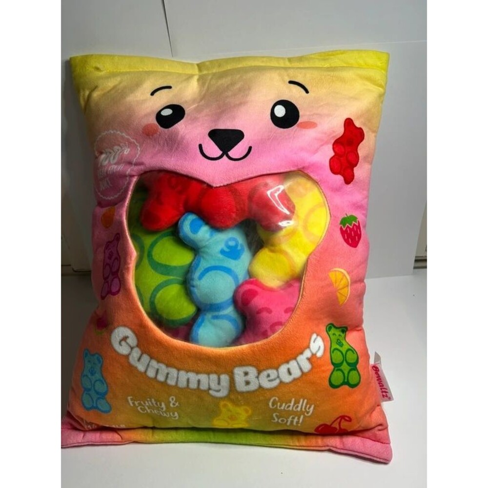 Gummy Bears Plush Pillow with 6 Removable Mini Gummy Bear plush